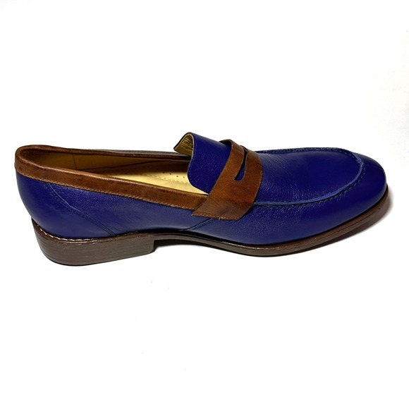 Sandro Moscoloni Leather Loafer Slip On Blue Brown Men\'s Size 10 main image 6